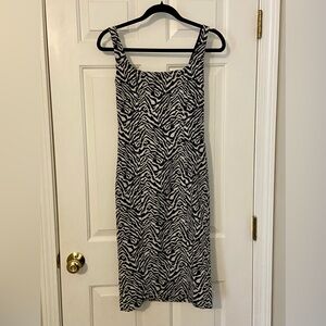 Banana Republic Black and White Zebra Midi Dress